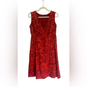 Eddie Bauer Women’s Red Floral Dress, Size 12